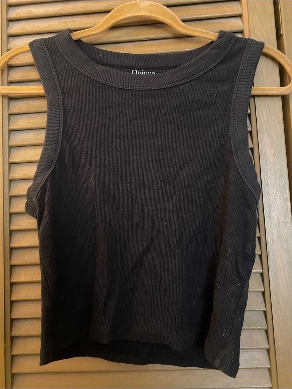Quince Black Ribbed Sleeveless Tank Top